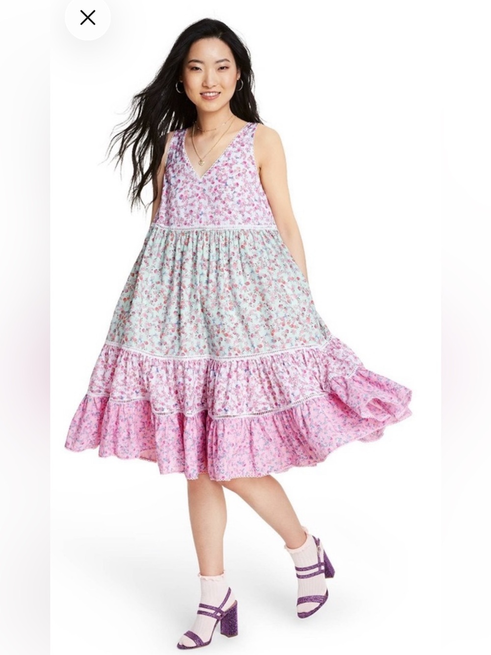 LoveShackFancy x Target Camille Floral Midi Babydoll Dress. Size Medium.